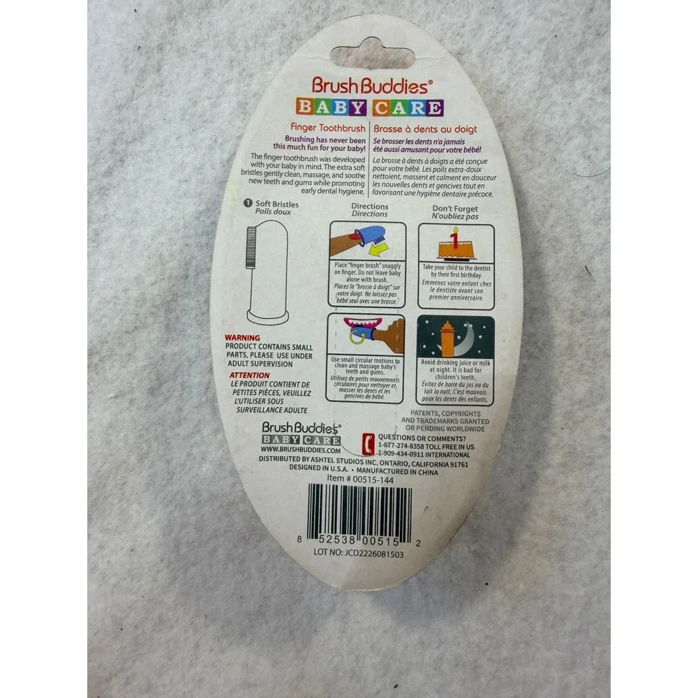 Brush Buddies Baby Care Finger Toothbrush Clear Soft Bristle 0-3 Years 00515-144